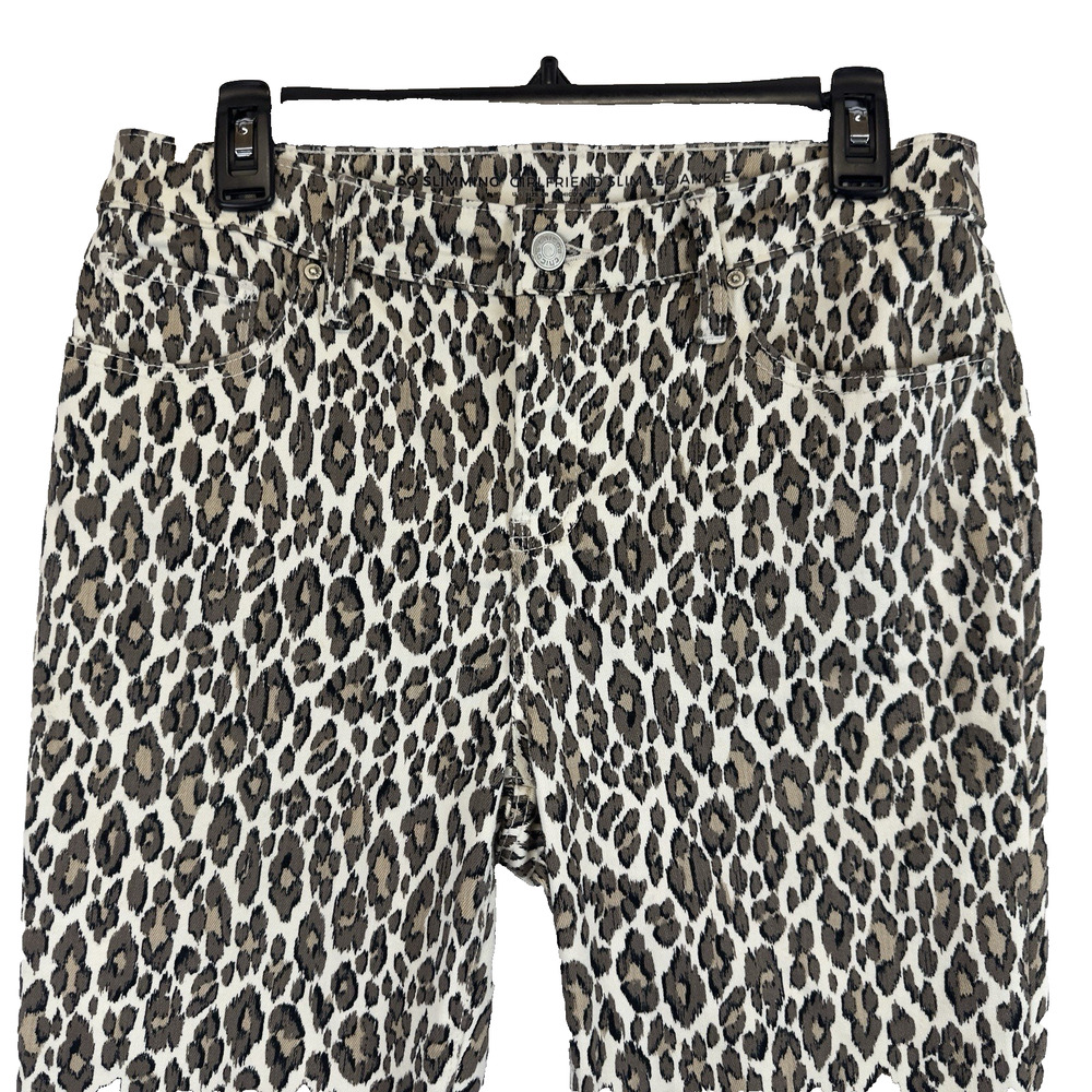 CHICOS Sz 0 (Sz 4) So Slimming Girlfriend Ankle Jeans Mid Rise Cheetah Leopard